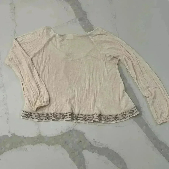H.I.P. Ivory Boho Long Sleeve Cottagecore Flowy Peasant Top Women’s Size Small - Picture 4 of 4